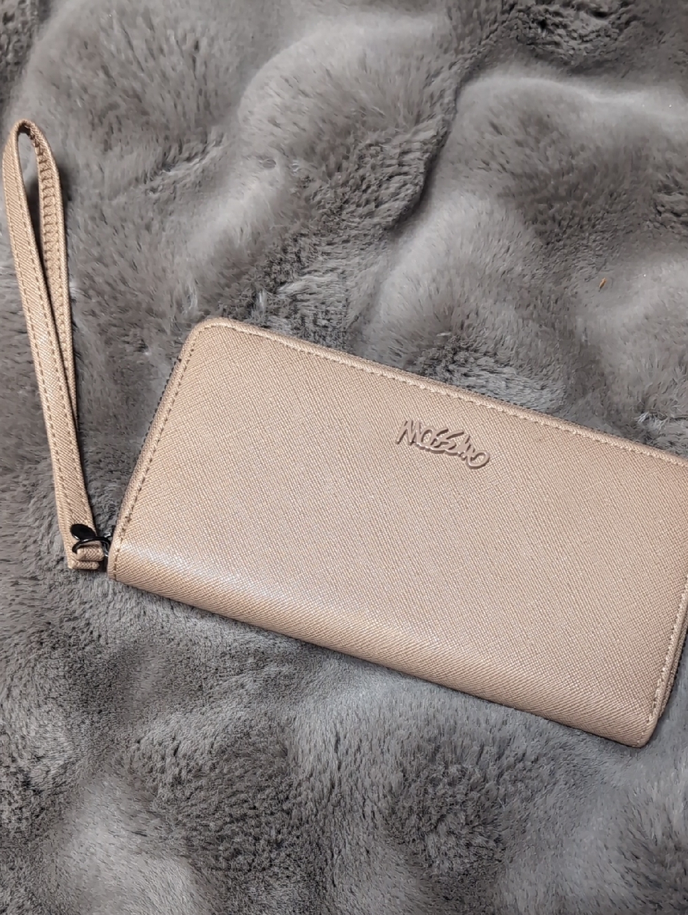 Khaki Zip-Around Wristlet Wallet